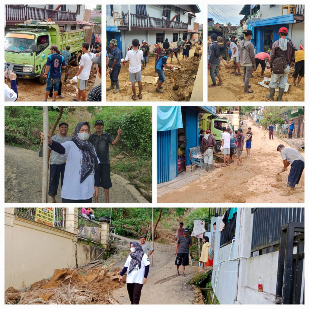 Gotong Royong Akibat Tanah Longsor di RT 44 Kelurahan Sungai Pinang Dalam