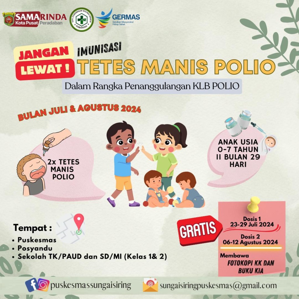 DOSIS 2 TETES MANIS POLIO UNTUK MELAWAN KLB POLIO