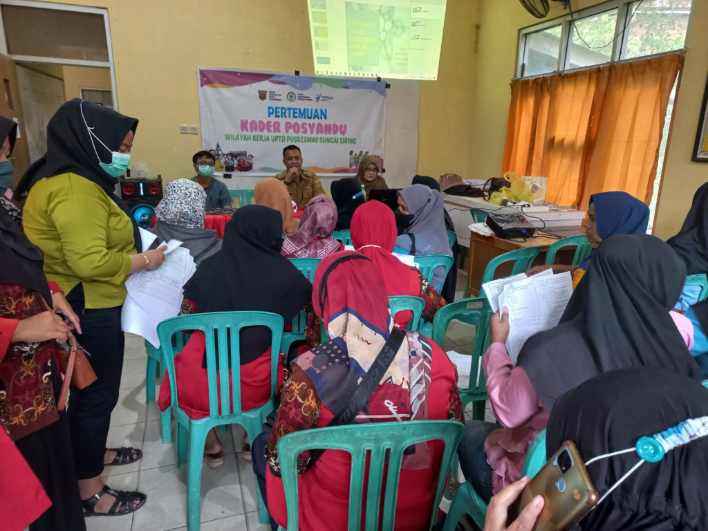 Lurah Tanah Merah Bersama Petugas Dari Puskesmas Sungai Siring Mengikuti Pertyemuan Kader Posyandu