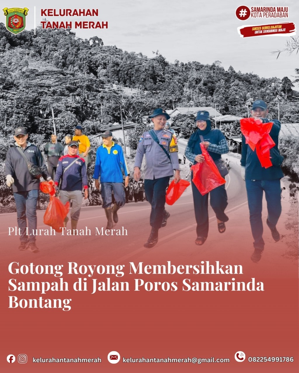 Gotong Royong Membersihkan Sampah di Jalan Poros Samarinda Bontang