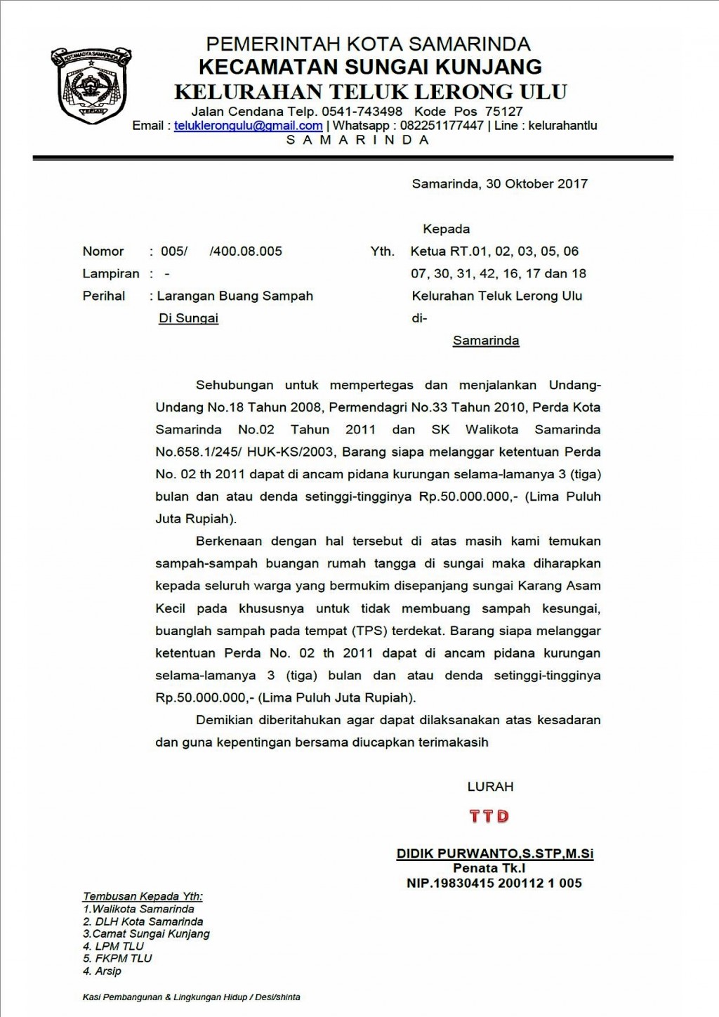 LARANGAN BUANG SAMPAH DI SUNGAI