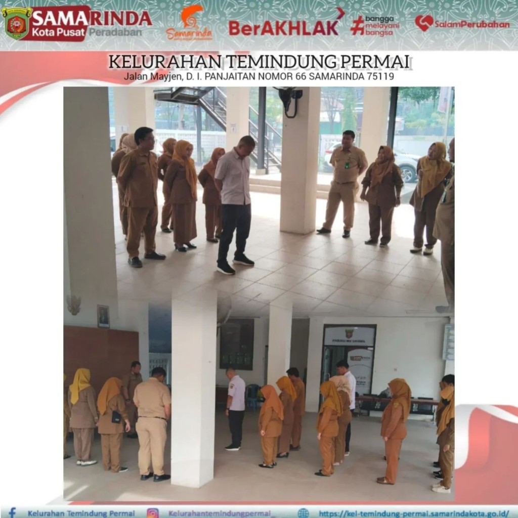 Pelaksanaan Apel Pagi di Kelurahan Temindung Permai Kecamatan Sungai Pinang