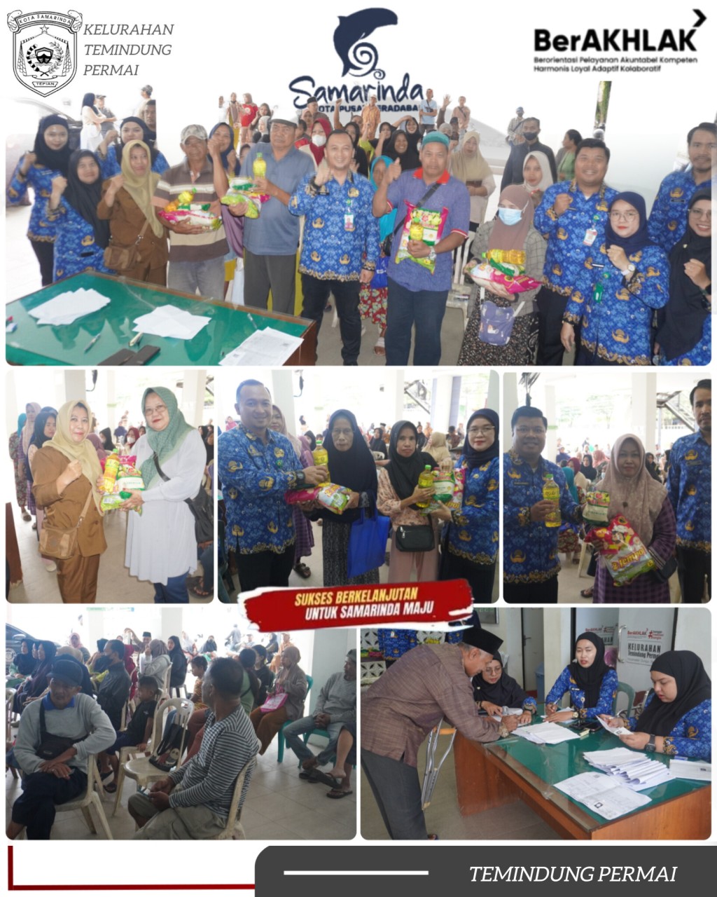 Penyaluran Bantuan Sosial di Temindung Permai, Warga Terima Beras, Minyak, dan Gula