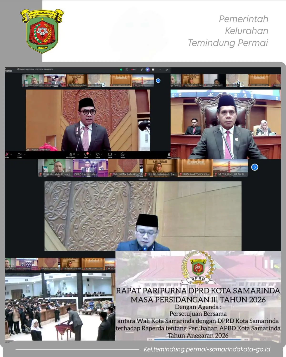 Rapat Paripurna DPRD Kota Samarinda Secara Daring