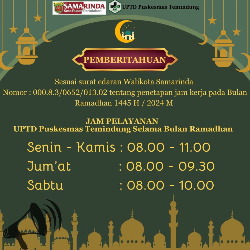 JAM PELAYANAN SELAMA BULAN RAMADHAN 1445 HIJRIAH / 2024 M