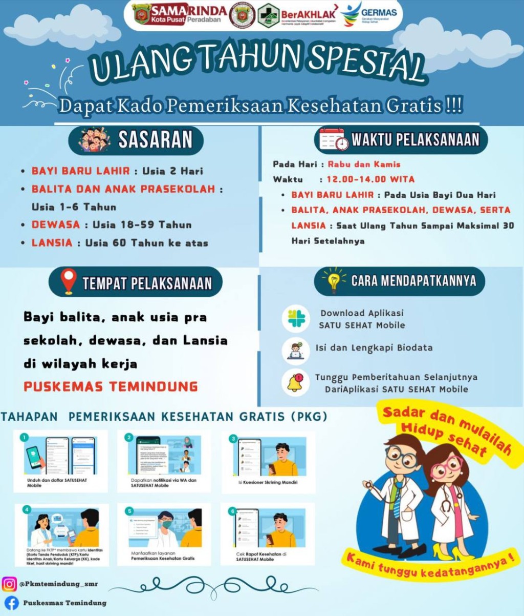 PEMERIKSAAN KESEHATAN GRATIS SPESIAL BAGI YANG BER ULANG TAHUN !!!